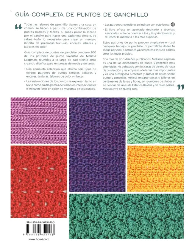 Libro: Guía Completa de Puntos de Ganchillo: 200 patrones de ganchillo prácticos y originales - Contraportada
