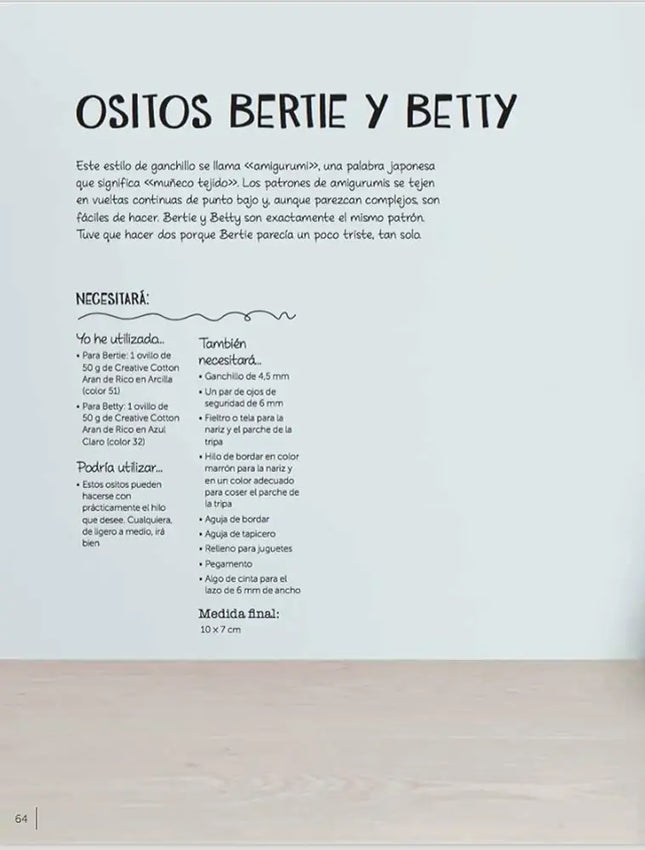 Ganchillo para principiantes: 20 proyectos para aprender a tejer - Osito Bertie y Betty