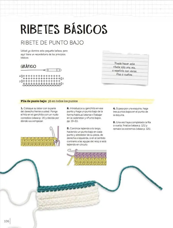 Ganchillo para principiantes: 20 proyectos para aprender a tejer - Ribetes Básicos