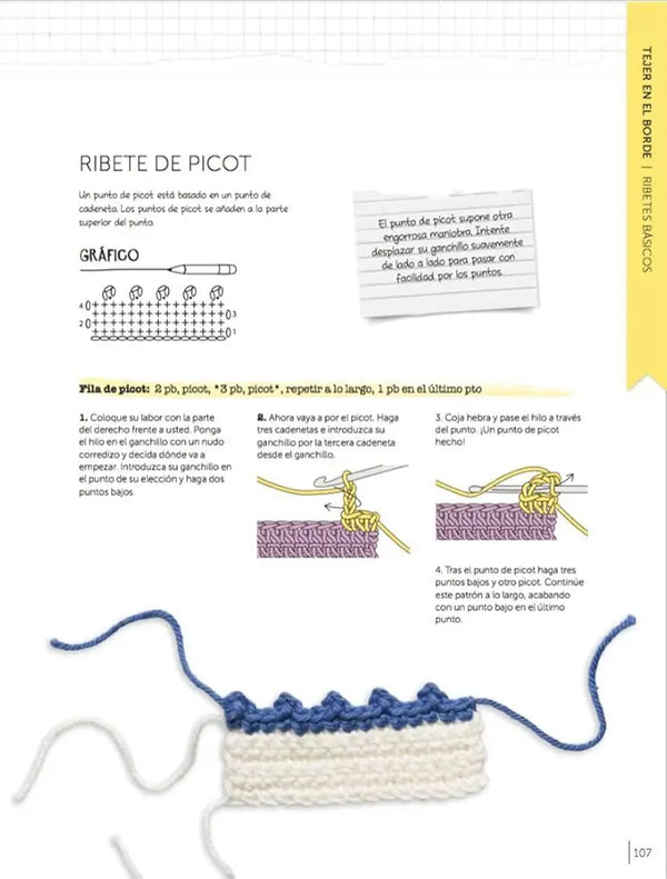 Ganchillo para principiantes: 20 proyectos para aprender a tejer - Ribete de Picot