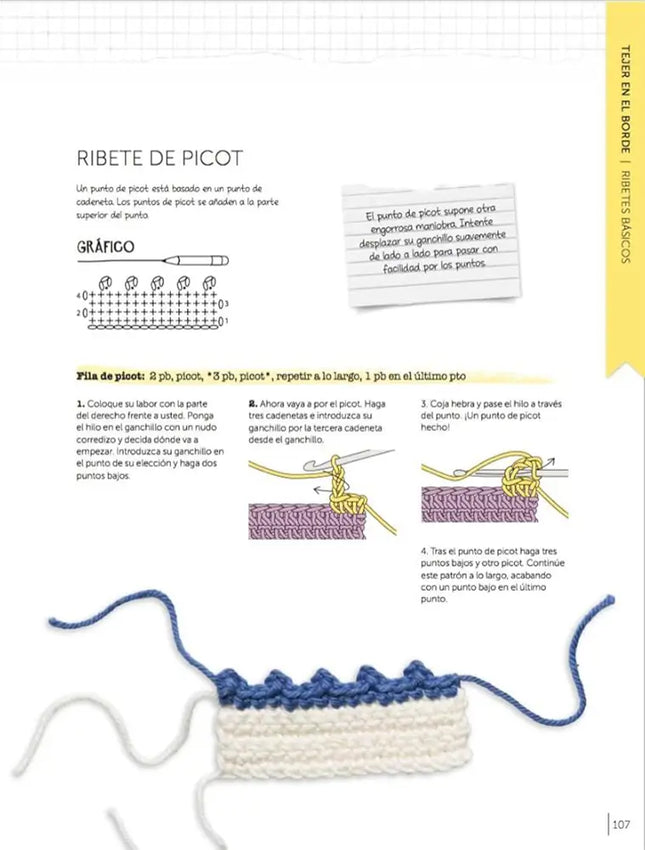 Ganchillo para principiantes: 20 proyectos para aprender a tejer - Ribete de Picot