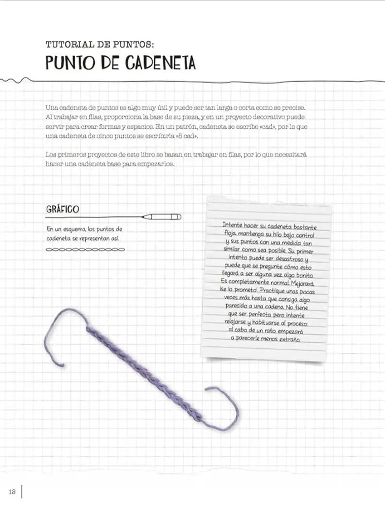 Ganchillo para principiantes: 20 proyectos para aprender a tejer - Punto de Cadeneta