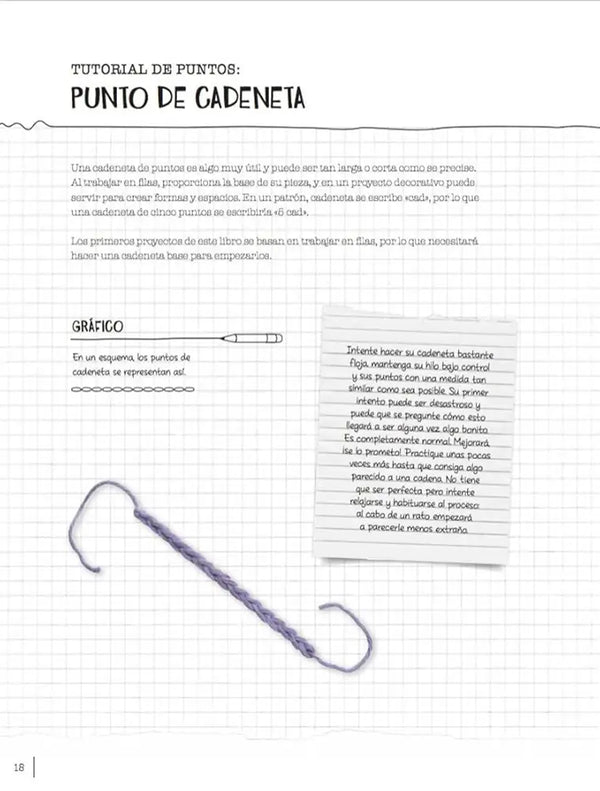 Ganchillo para principiantes: 20 proyectos para aprender a tejer - Punto de Cadeneta