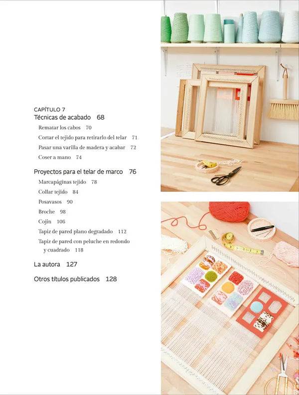 Libro Tejer en telar: Guía para hacer complementos y decorar la casa con diseños modernos - Indice 2