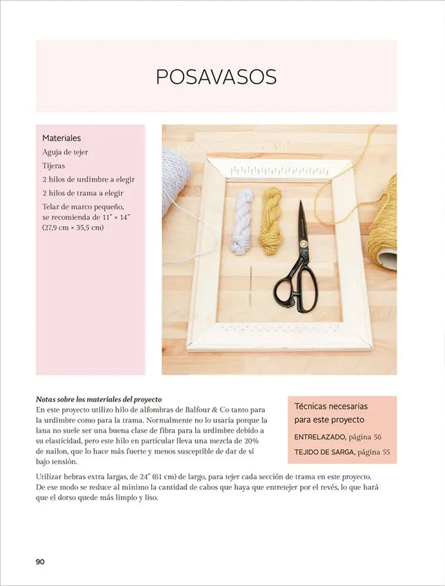 Libro Tejer en telar: Guía para hacer complementos y decorar la casa con diseños modernos - Posavasos