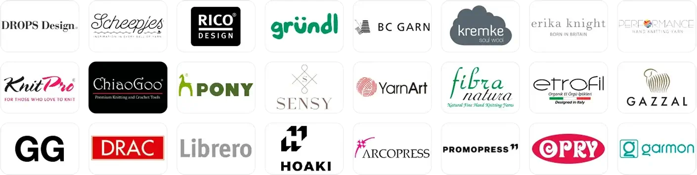 Logos de marcas de lanas, accesorios y editoriales