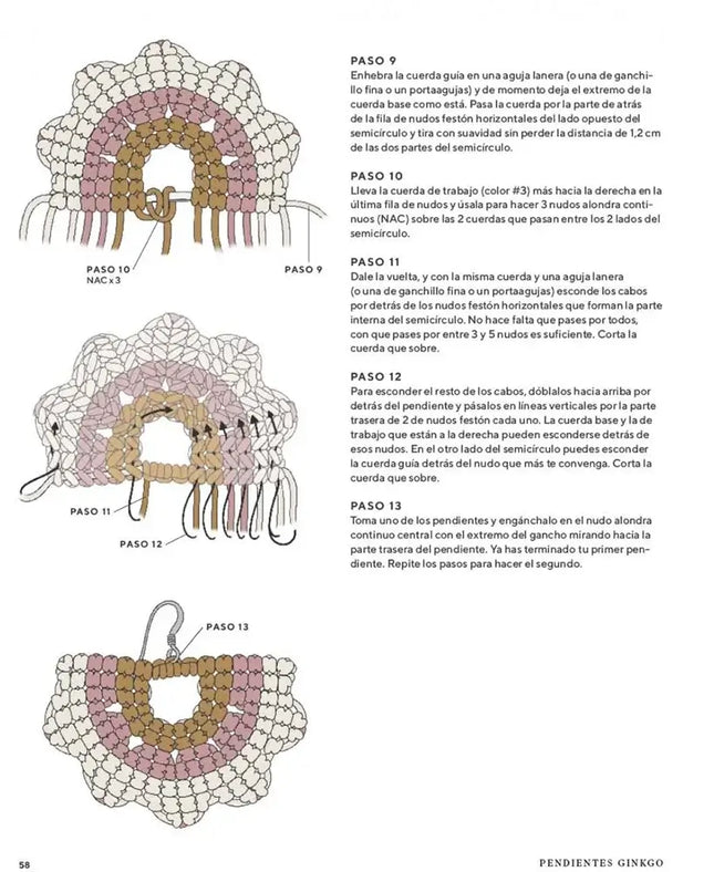 Macramé: accesorios. Una guía para crear piezas únicas para ti y para tu hogar - Diferentes esquemas de nudos