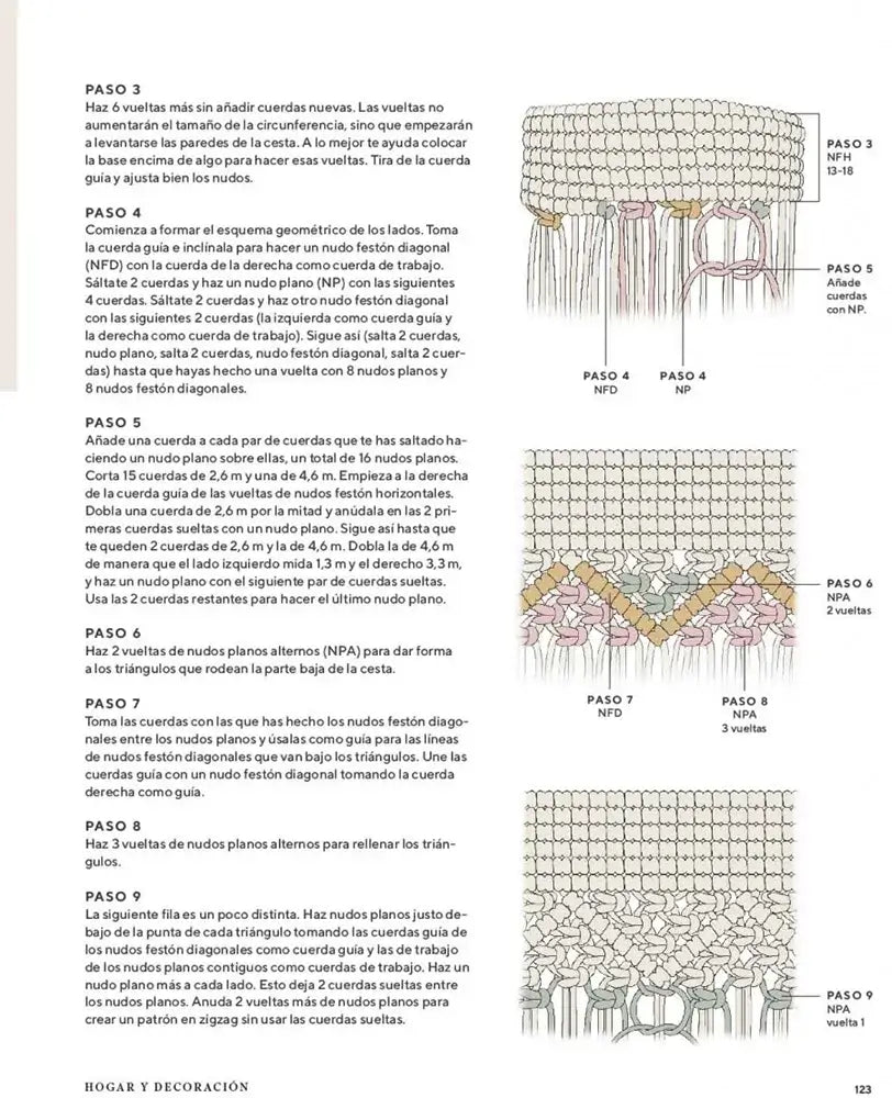 Macramé: accesorios. Una guía para crear piezas únicas para ti y para tu hogar - Paso a paso de tapiz