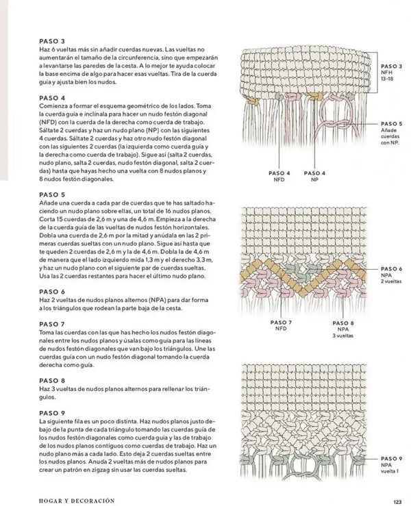Macramé: accesorios. Una guía para crear piezas únicas para ti y para tu hogar - Paso a paso de tapiz