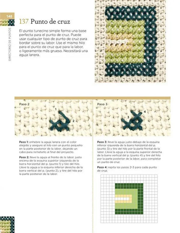 Manual de Puntos de Ganchillo Tunecino - Punto de cruz