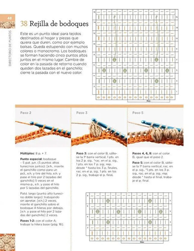 Manual de Puntos de Ganchillo Tunecino - Rejilla de bodoques