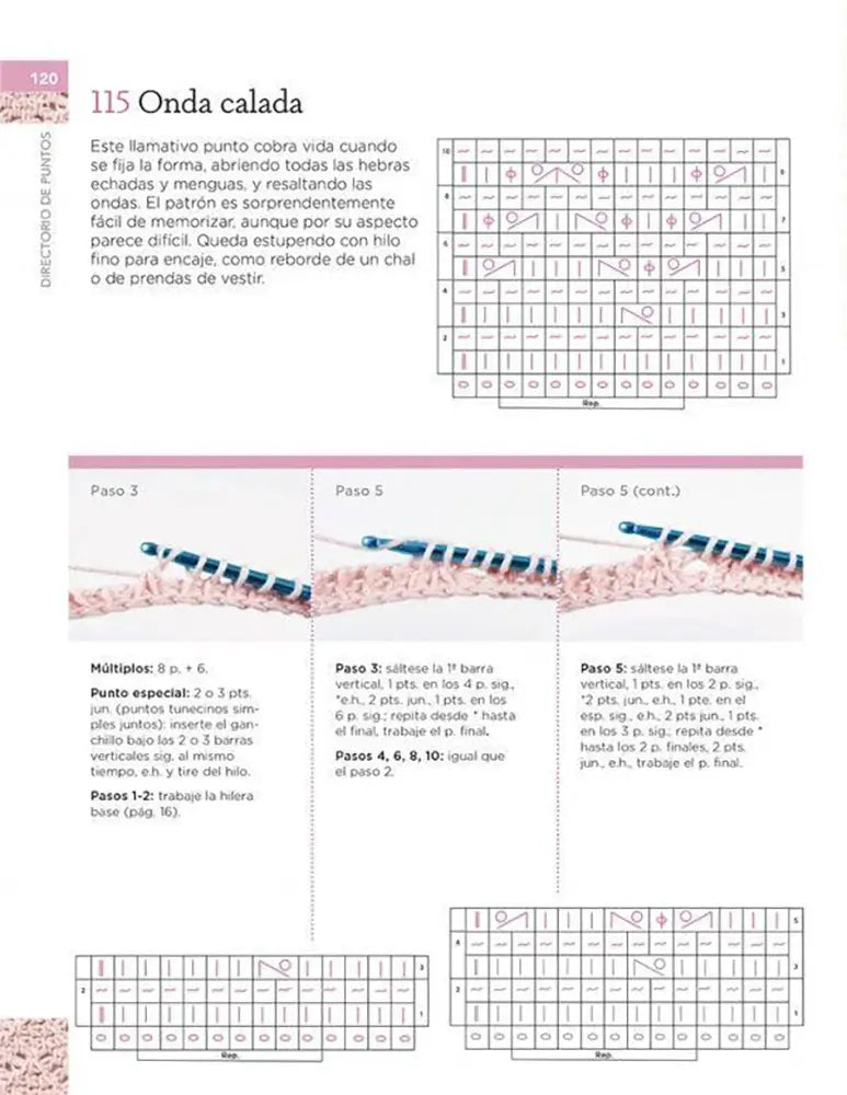 Manual de Puntos de Ganchillo Tunecino - Onda Calada
