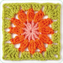 Mezcla & combina Granny squares. Flores - Flor naranja