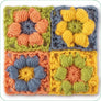 Mezcla & combina Granny squares. Flores - 4 Flores unidas en diferentes colores