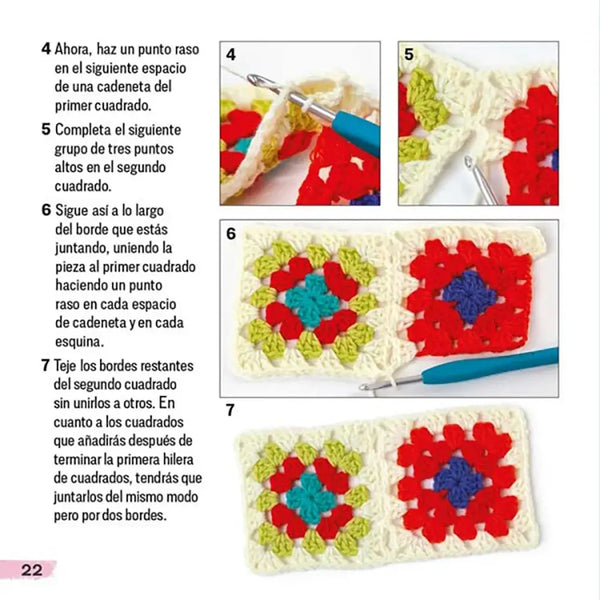 Mezcla & combina Granny squares. Flores - Ejemplo paso a paso