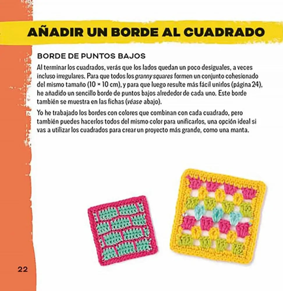 Mezcla y combina Granny squares. Puntos - Añadir un borde al cuadrado