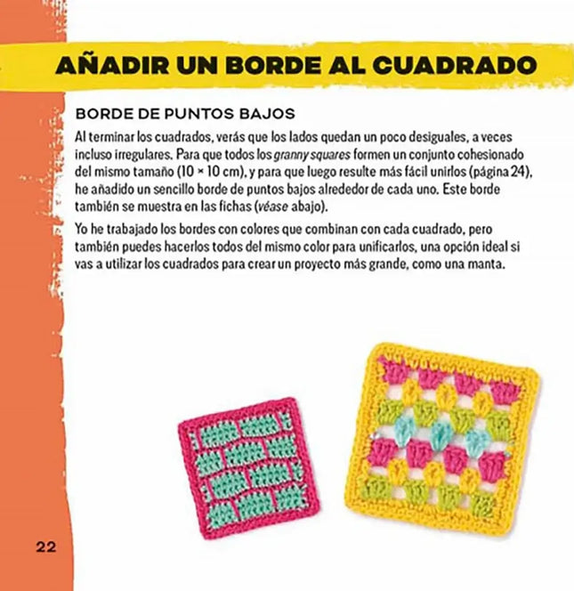 Mezcla y combina Granny squares. Puntos - Añadir un borde al cuadrado
