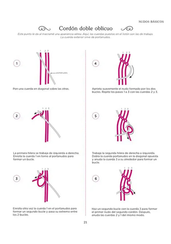 El pequeño gran libro del Macramé - Cordón doble oblicuo