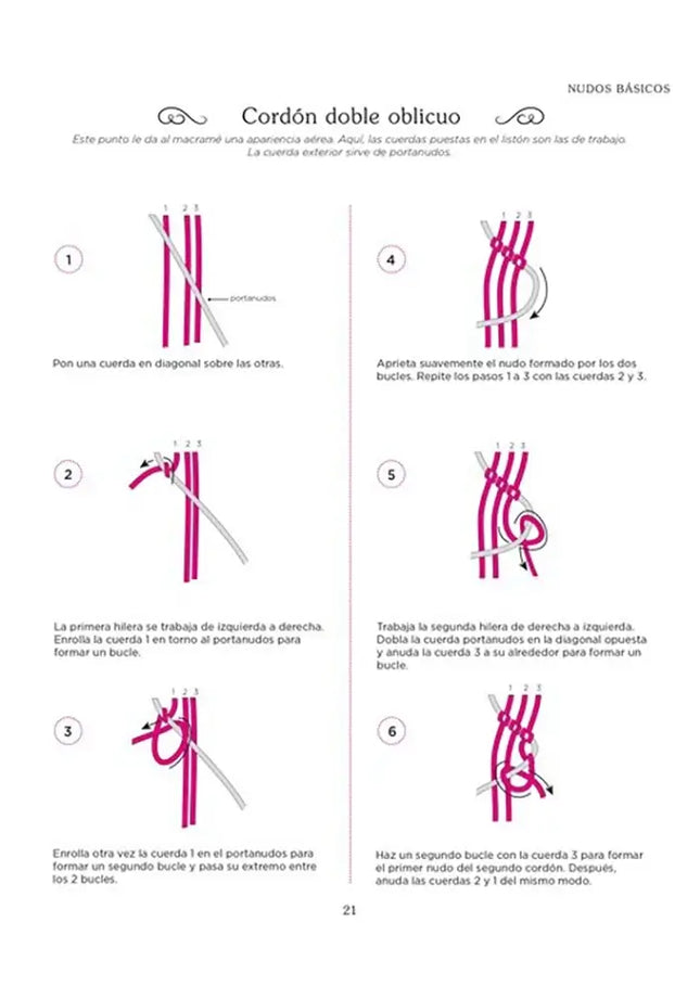 El pequeño gran libro del Macramé - Cordón doble oblicuo