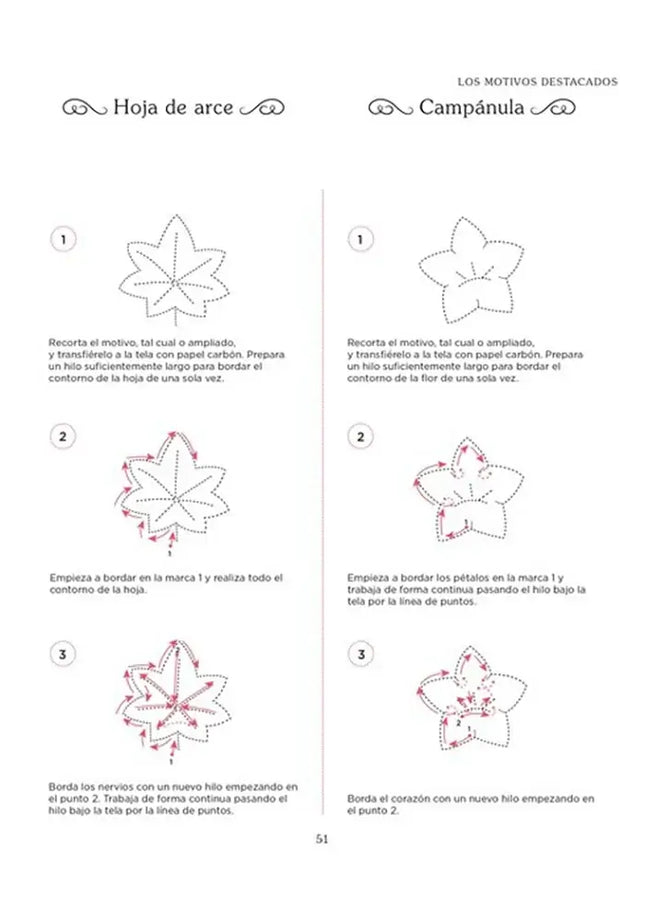 El pequeño gran libro del Sashiko - Hoja de arce y Campánula