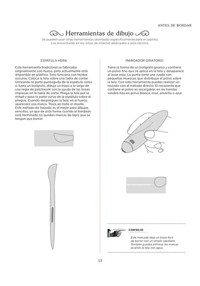 El pequeño gran libro del Sashiko - Herramientas de dibujo