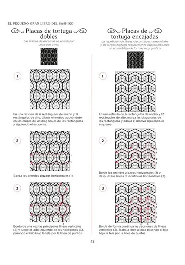 El pequeño gran libro del Sashiko - Placa de tortuga doble y placas de tortuga encajadas