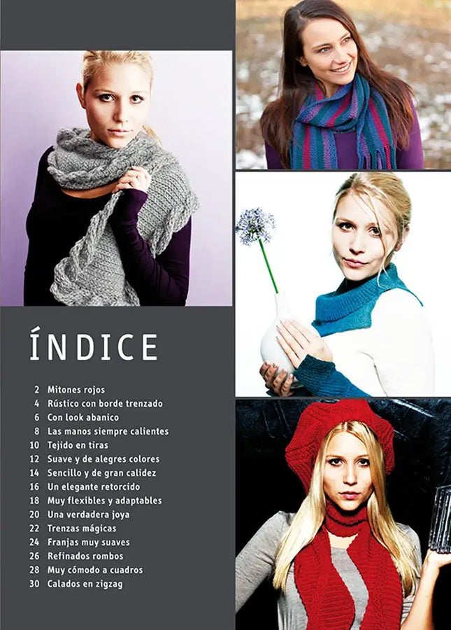 Ñibro: Serie ganchillo nº 9. Bufandas, cuellos, mitones y gorros de ganchillo tejidos a punto de cadeneta - Interior 1