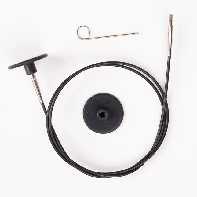 Set de Agujas Circulares Intercambiables DROPS Pro Spark - Detalle de un cabñe con tope