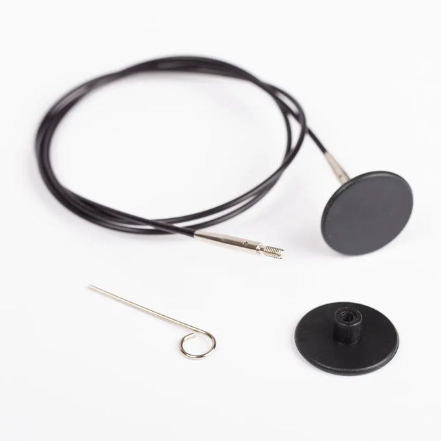 Set de Agujas Circulares Intercambiables DROPS Pro Spark - Detalle de un cable con dos topes