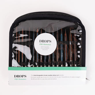 Set de Agujas Circulares Intercambiables DROPS Pro Romance Deluxe - Sel en estuche con embalaje