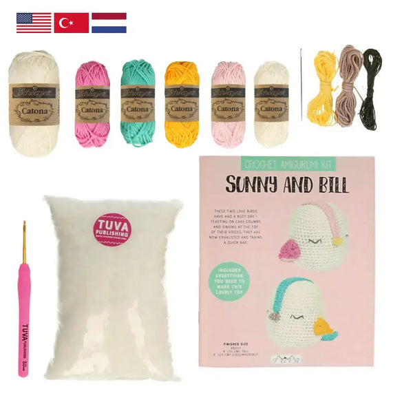 SCHEEPJES - Kit Tuva amigurumi Sunny y Bill - Distribución de productos incluidos en el kit